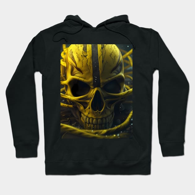 Yellow Alien Skull Hoodie by Yellow Cottage Merch